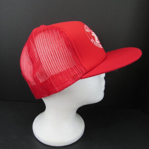 Butts County Historical Society Men's Red Wide Brim Mesh Back Snapback Cap Hat - Picture 4 of 8